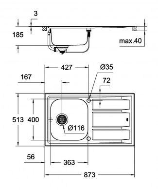 Мийка GROHE K400+ EX Sink із нержавіючої сталі зі зливом (31568SD0) 31568SD0 фото