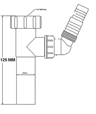 Удлинитель для умывальника сифона 1, 1/4х32, хром, с подключением к стиральной машине RS7 RS7 фото