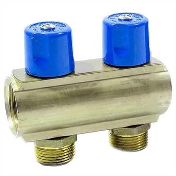 Колектор Bianchi &Oslash;1" х 2 х 3/4" ЗР (синій) з вентилями (232E06050D) 232E06050D фото