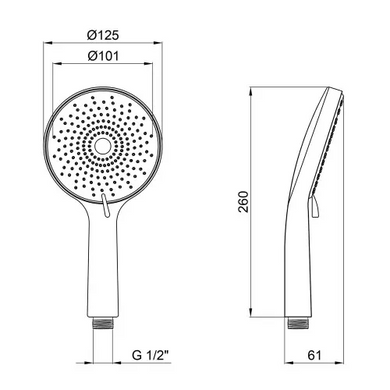 Лейка для ручного душа Qtap Rucni округлая, серый (QTRUCA120R3GRP) QTRUCA120R3GRP фото