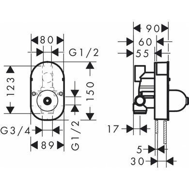 Прихована частина змішувача для Focus S 31746000 HANSGROHE, Хром (31741180) 31741180 фото