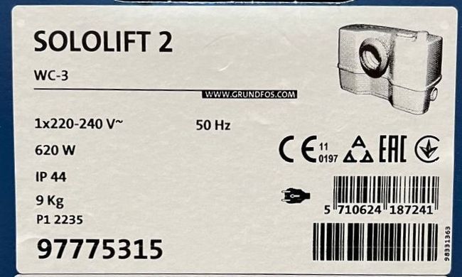 Каналізаційна установка Grundfos Sololift2 WC-3 (97775315) 97775315 фото