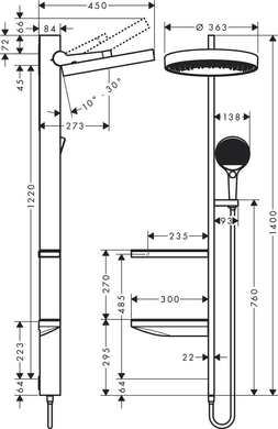 Душевая система HANSGROHE RAINFINITY Showerpipe 360 1jet (26842000) 31965000 фото