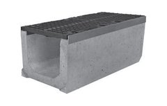 Лоток водоотводный Gidrolica SUPER ЛВ-30.40.41 бетонный с решеткой щелевой чугунной (комплект) 0037427 фото
