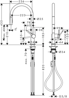 Змішувач для кухні, одноважільний Talis S HANSGROHE, Хром (32842000) 32842000 фото