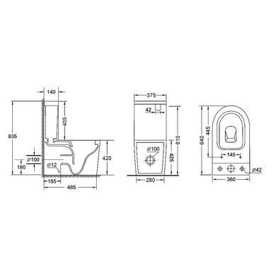 Унитаз-компакт Qtap Stork/Swan без ободка с сиденьем Soft-close Белый (QT15222178W) QT15222178W фото