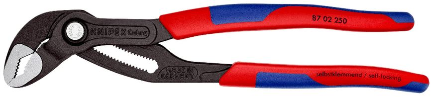 Кліщі переставні 250 мм, &Oslash; 50 мм, високотехнологічні, KNIPEX Cobra (87 02 250) 8702250 фото