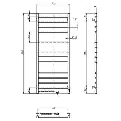 Рушникосушка електрична NAVIN Класик Квадро 500х1200 Sensor, таймер (12-116153-5012) 12-116153-5012 фото