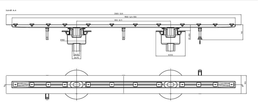 Вертикальный душевой лоток 2000 мм HL Hutterer & Lechner HL50FV.0/200 HL50FV.0/200 фото