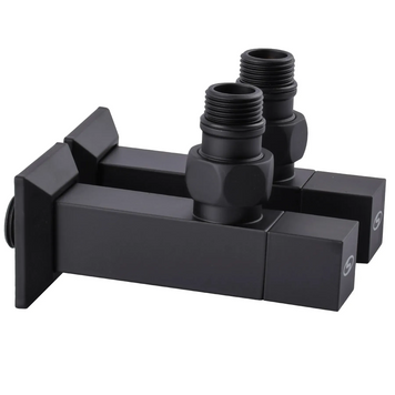 Комплект кутових кранів LUX1/2CUBE BLACK SOLOMON, з квадратним корпусом (8888-BLACK) 8888-BLACK фото