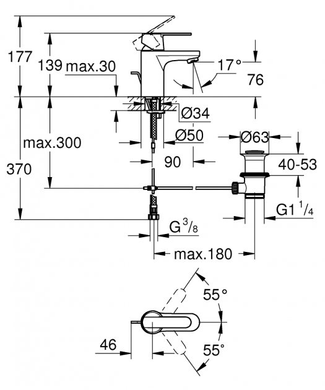 Смеситель для раковины GROHE QuickFix Get S-Size, Хром (32883000) 32883000 фото