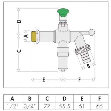 Кран садовий ICECAL &Oslash;1/2 х 3/4&Prime; Caleffi S.p.a. із захистом від замерзання (603450) 603450 фото