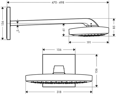 Верхній душ Hansgrohe Raindance Select E, із кронштейном, хром (26468000) 26468000 фото