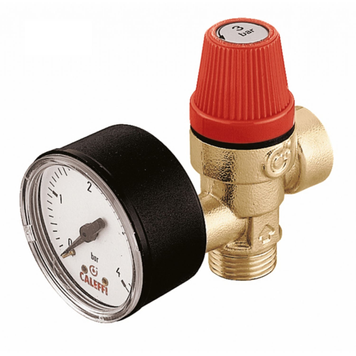 Запобіжний клапан 1/2" х 1/2" ВВ 6 bar CALEFFI мембранний, з манометром (313460) 313460 фото