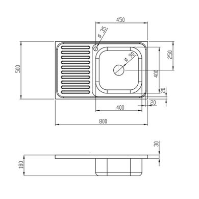 Кухонна мийка IMPERIAL 5080-R Polish 0,8 мм (IMP5080RPOL) IMP5080RPOL фото