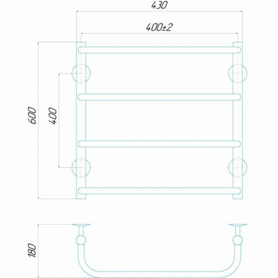 Рушникосушка електрична Deffi Стандарт 400х600 (SS 60.40.4 E) SS 60.40.4 E фото