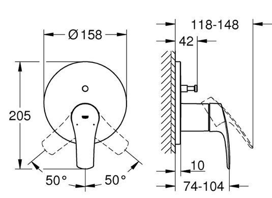 Смеситель для ванны Eurosmart GROHE, Хром (24043003) 24043003 фото