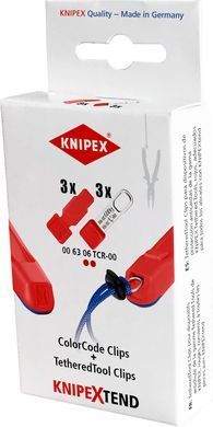 Кліпси для стропи безпеки та ручок, KNIPEX TCR Tethered Tool, MIX 3+3шт (00 63 06 TCR) 00 63 06 TCR фото