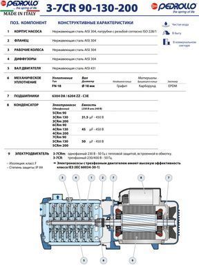 Відцентровий насос Pedrollo 3CR 200X багатоступеневий (43CR2003A) 43CR2003A фото