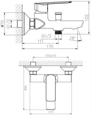 Змішувач для ванни KOLLER POOL Style, Хром (SL0100) SL0100 фото