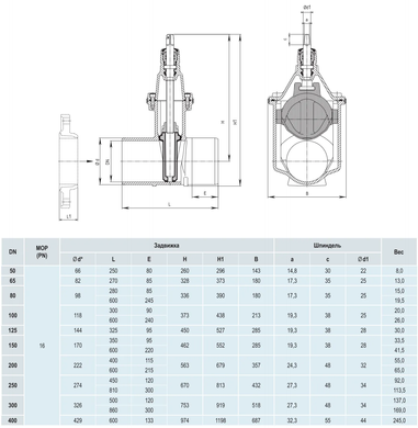 Задвижка Hawle 4050E2 чугунная, с приварными патрубками, PE100/SDR11 DN 200/225, PN16 (5002418) 5002418 фото