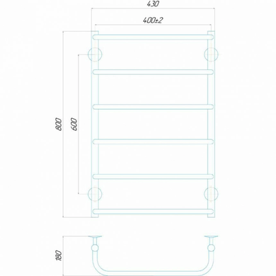 Рушникосушка електрична Deffi Стандарт 400х800 (SS 80.40.6 E) SS 80.40.6 E фото